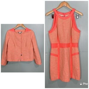 Milly‎ Set Neon Pink Mini Dress Sheath & Jacket Blazer Sz 8